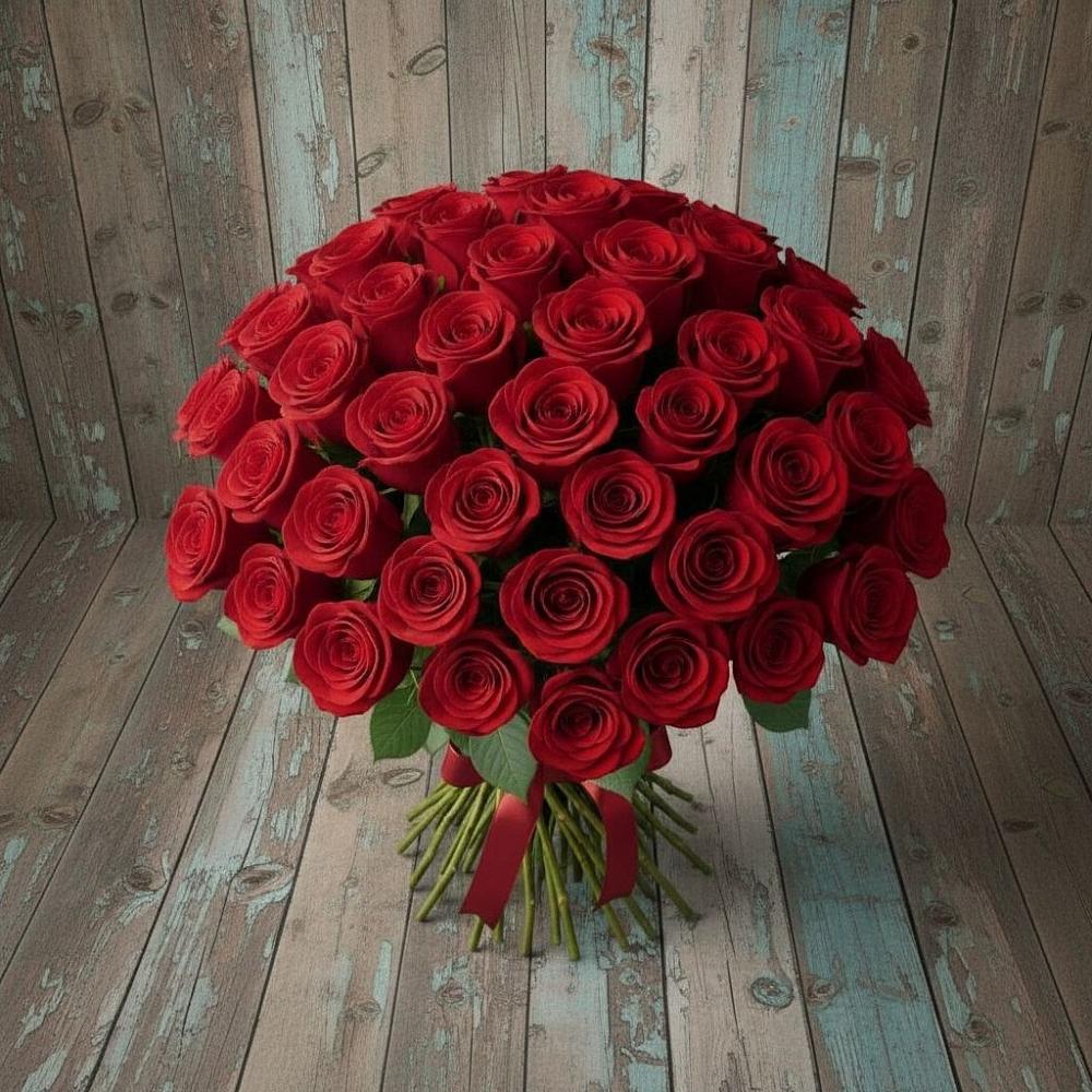 Букет 55 Красных роз Фридом в Покрове