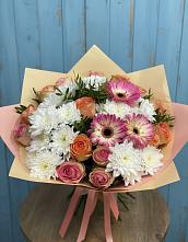 Букет цветов из:  Розы, Герберы и Хризантемы в Покрове