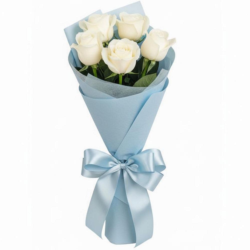 Букет 5 Белых роз Проуд в Покрове