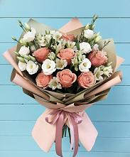 Букет цветов из:  Розы, Альстромерии и Лизиантусы в Покрове