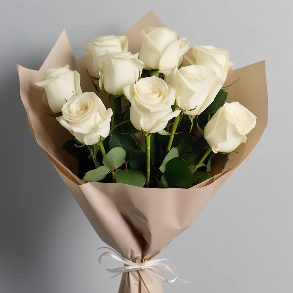 Букет 9 Белых роз Эдлесс Лав в Покрове