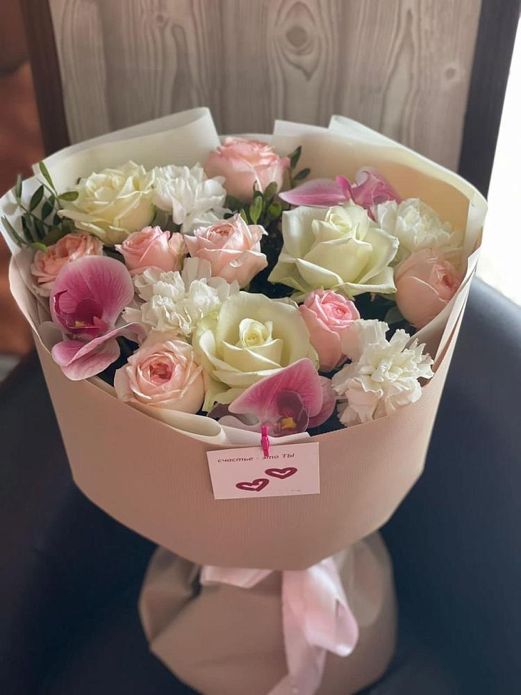 Букет цветов из: Орхидеи, Розы и Гвоздики в Покрове