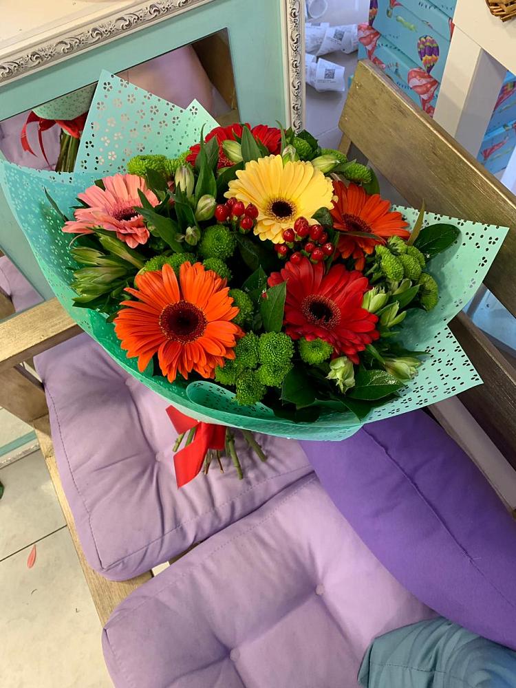 Букет цветов из: Герберы, Хризантемы и Альстромерии в Покрове