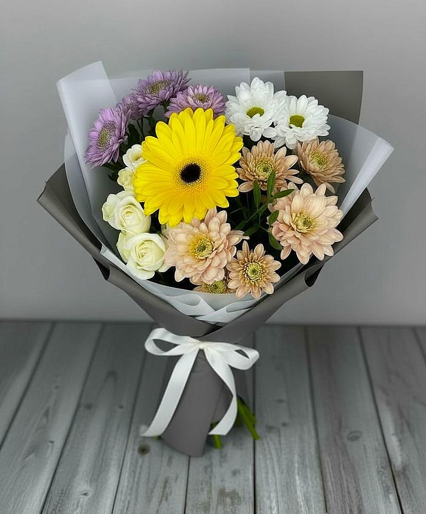 Букет цветов из: Розы, Герберы и Хризантемы в Покрове