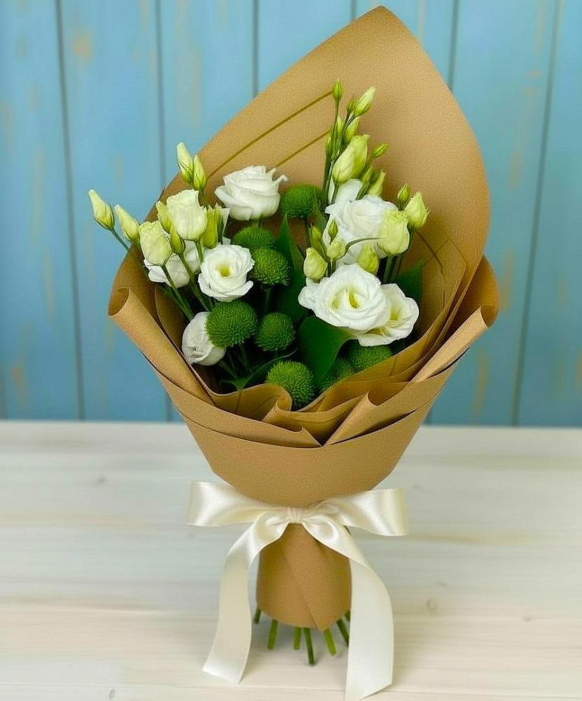 Букет цветов из: Хризантемы и Лизиантусы в Покрове