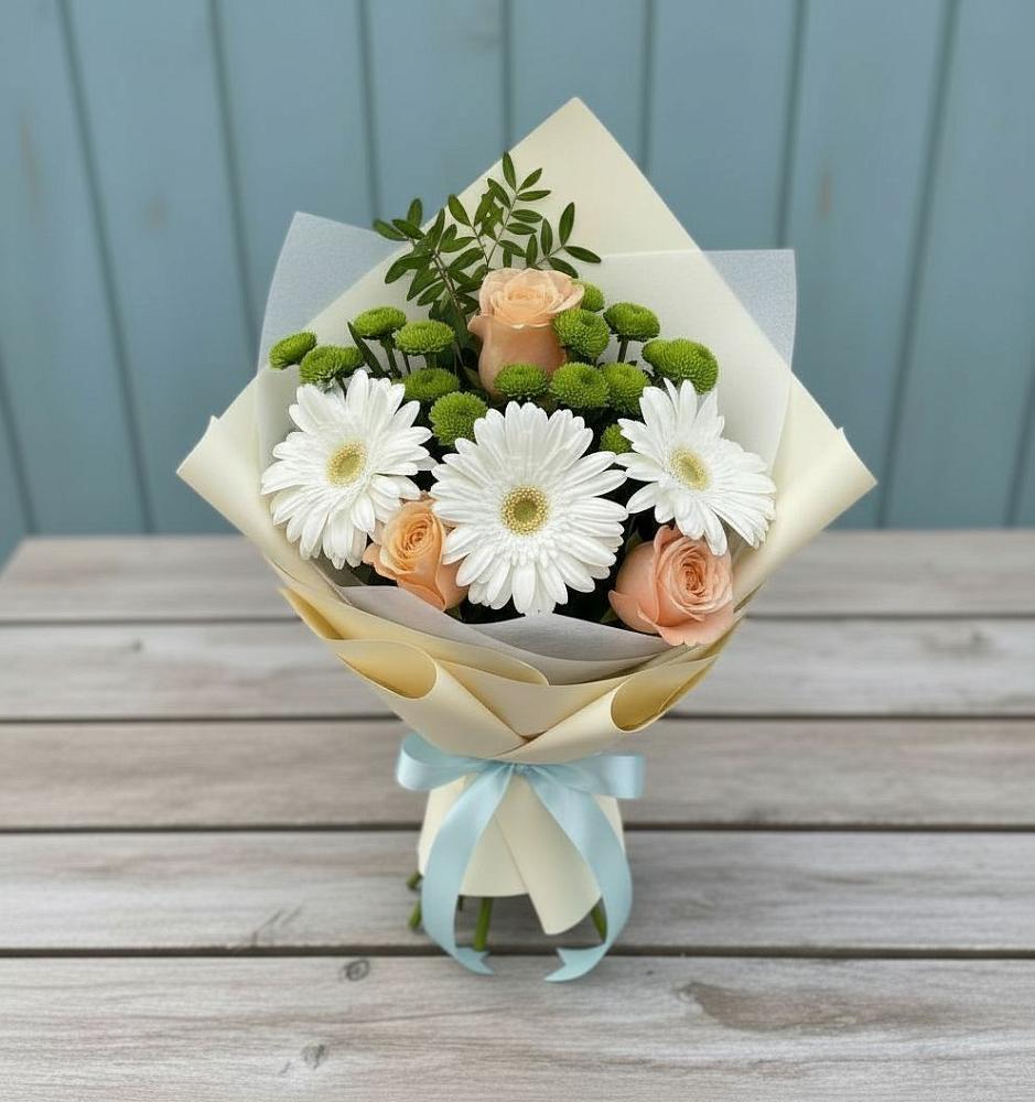 Букет цветов из: Герберы, Розы и Хризантемы в Покрове