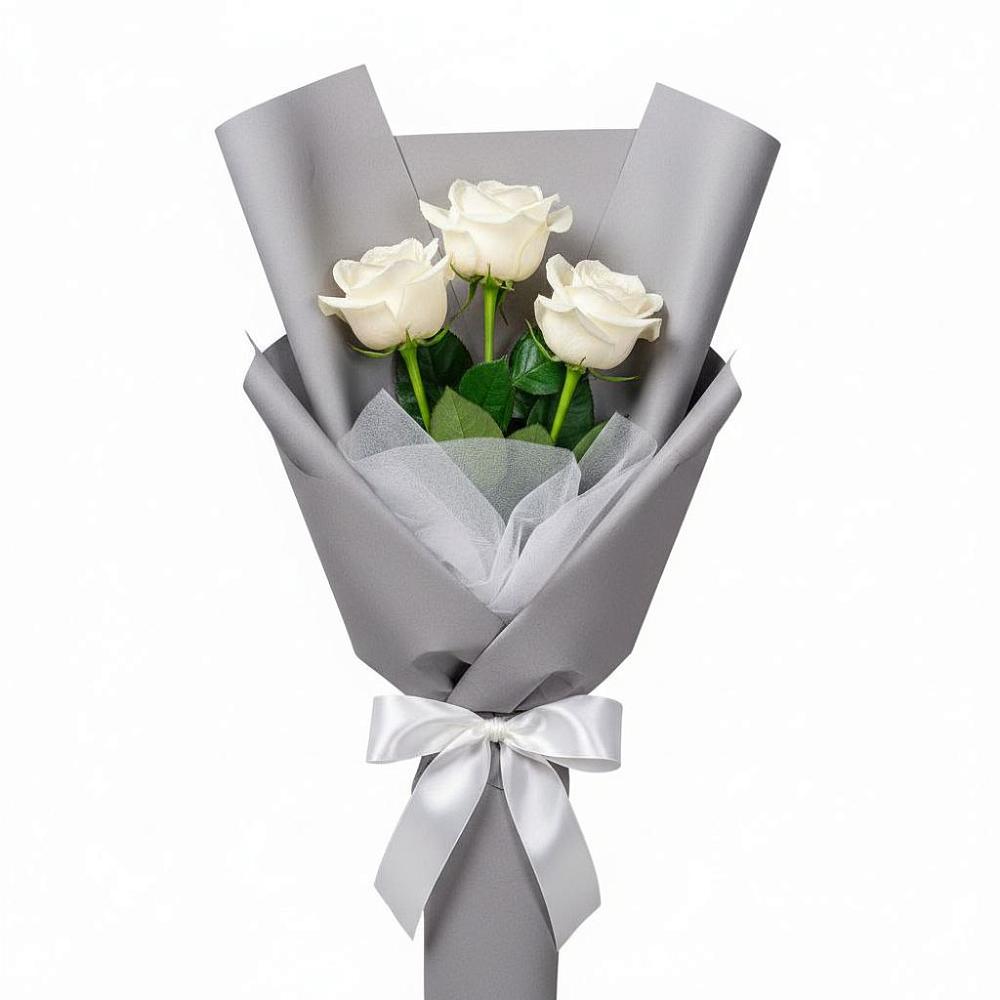 Букет 3 белые розы в Покрове