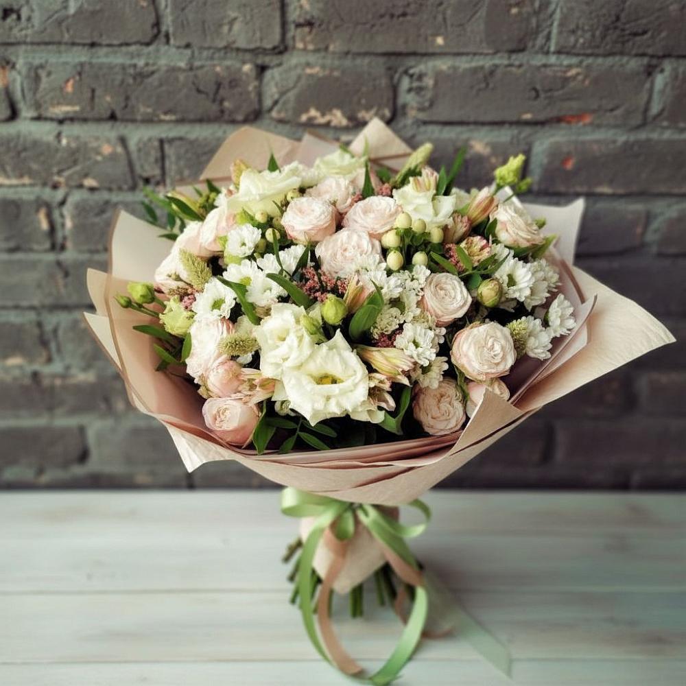 Букет цветов из: Альстромерии, Розы и Хризантемы в Покрове