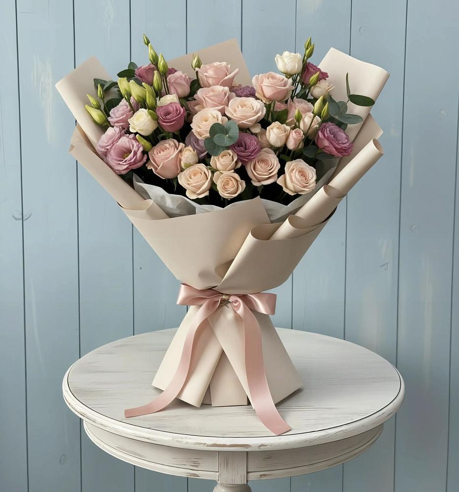 Букет цветов из: Розы и Лизиантусы в Покрове