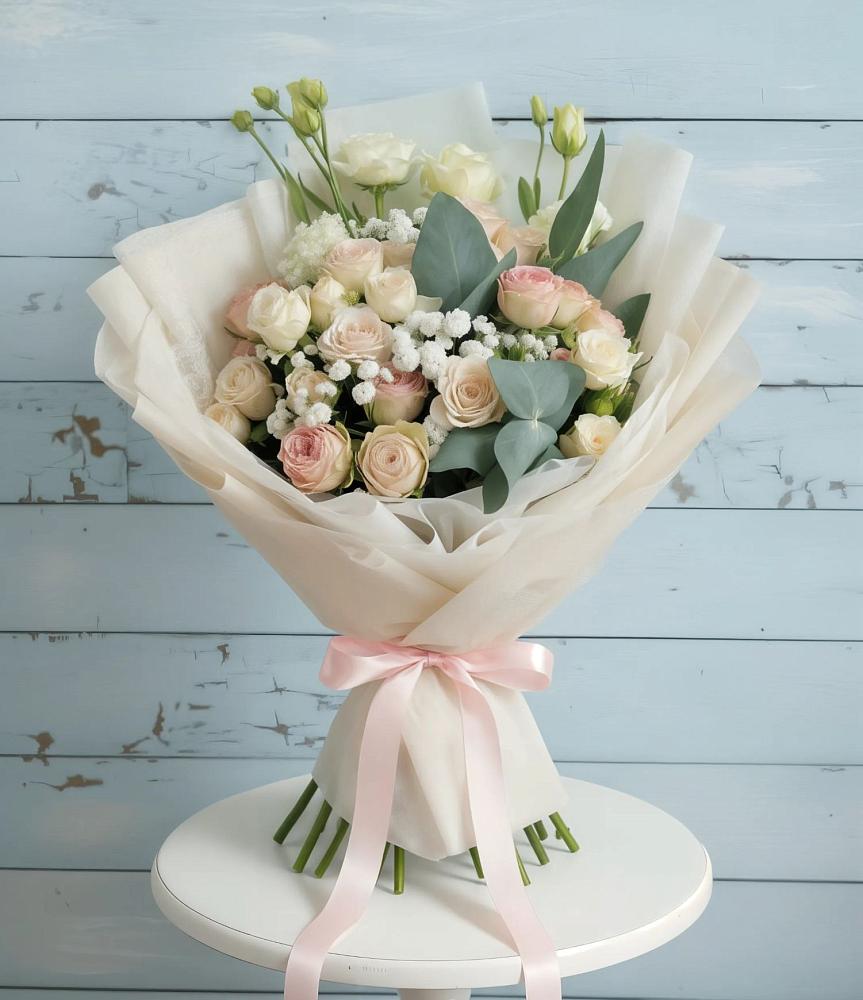 Букет цветов из: Розы и Лизиантусы в Покрове