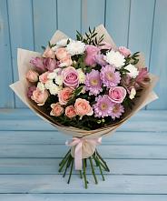 Букет цветов из:  Хризантемы, Розы и Альстромерии в Покрове