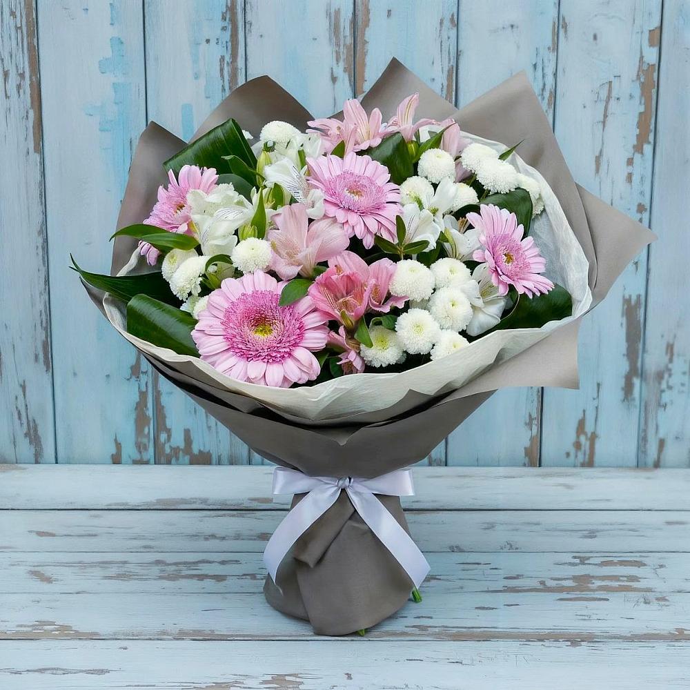 Букет цветов из: Герберы, Альстромерии и Хризантемы в Покрове