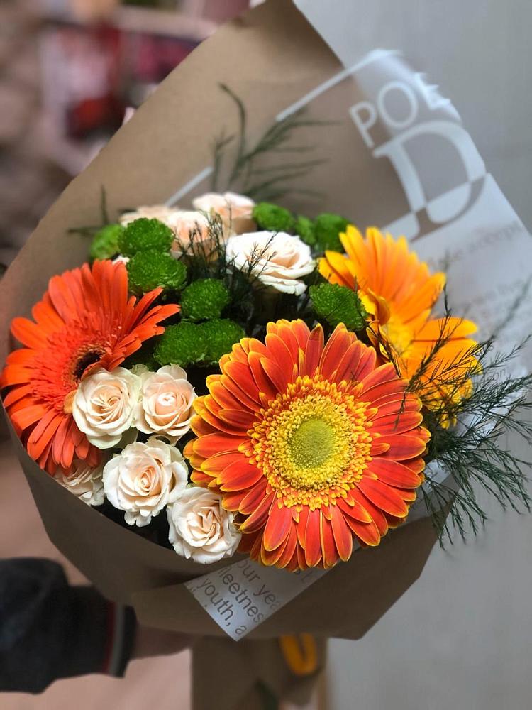 Букет цветов из: Герберы, Хризантемы и Розы в Покрове
