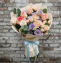 Букет цветов из:  Розы, Лизиантусы и Гвоздики #REPLACE_PRED# Покрове
